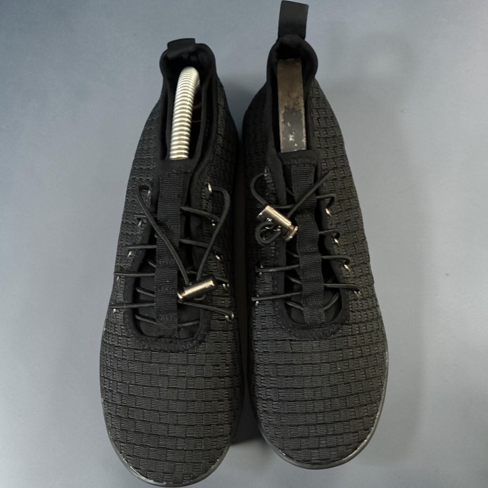 Steven by Steve Madden Base Black Woven Wedge Bungee Lace Sneakers Womens 8.5 - Picture 2 of 14